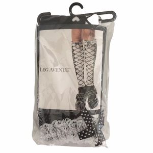 Leg Avenue - Acrylic Faux Lace Up Knee Highs (BRAND NEW)